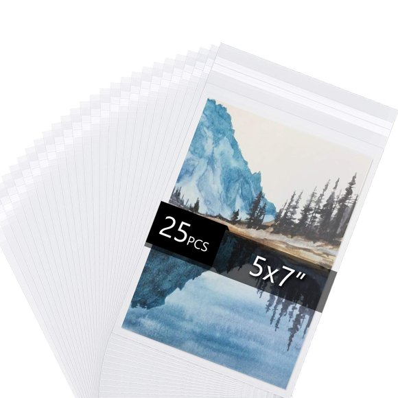 Falling in Art Acid Free 1.496mil (Single Side) Crystal Sealed Clear Bags for 5x7 Art Prints Photos 5 1/2 Inches by 7 5/9 Inches 25-Pack