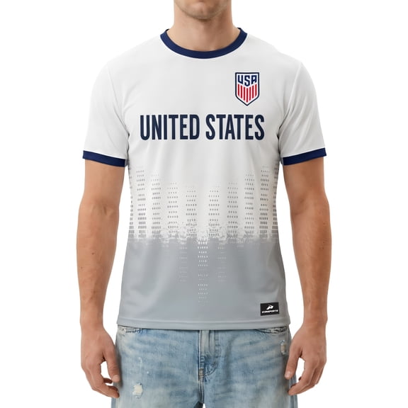 Icon Sports U.S. Soccer USMNT Adult Soccer Game Day Jersey-Inspired Shirt | Frequency, White, Large