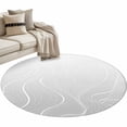 thumbnail image 2 of 3ft Round Rug, Grey Geometric Non-Skid Rubber Backing Large Area Rugs - Living Room Bedroom Home Office, Modern White Stripe Abstract Distortion Art Indoor Floor Mat Carpets Washable Rug, 2 of 9