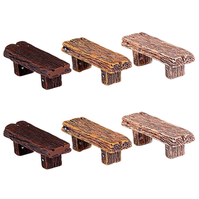 6 Pcs Mini Tabourets en Bois Simulés Tabourets de Micro Paysage Décors Tabourets en Résine DIY
