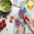 thumbnail image 3 of Flower Cutting Board, Watercolors Illustration of Different Kinds of Flowers Boho Style Pattern, Decorative Tempered Glass Cutting and Serving Board, Wine Bottle Shape, Pink Purple Blue, by Ambesonne, 3 of 5