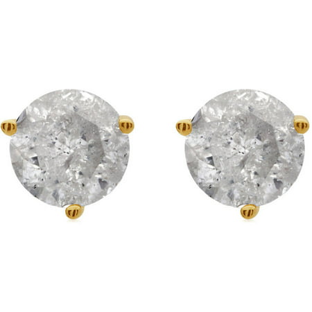 1.00 Carat T.W. Round Diamond 14kt Yellow Gold Martini Stud Earrings, IGL Certified, Comes in a Box