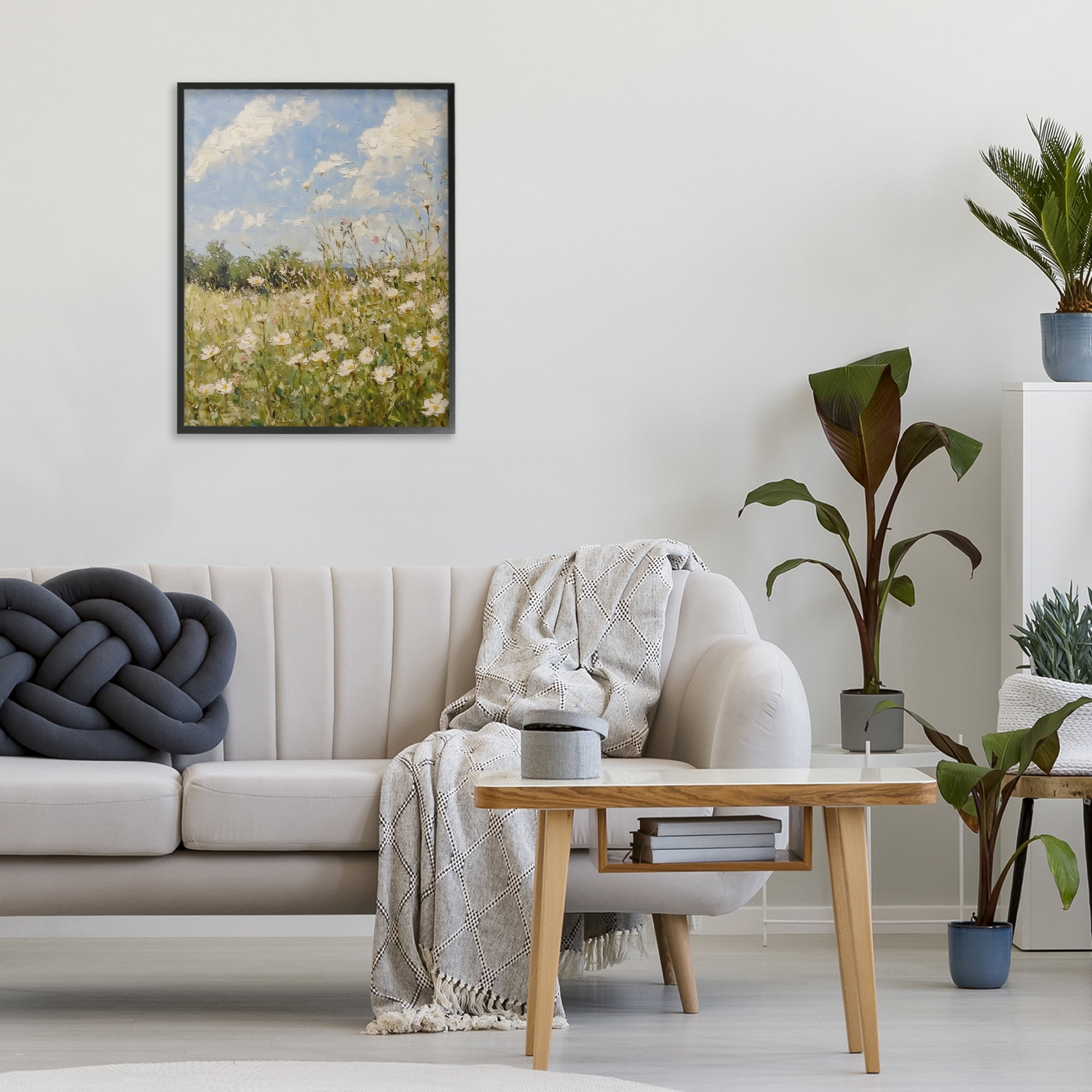 Stupell Industries Wildflower Field Beneath Blue Sky Black Framed Giclee Art, design by LSR Design Studio