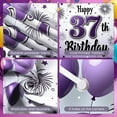 thumbnail image 4 of Purple Theme 37th Birthday Banner White Balloons Display Firework Design Star Pattern Birthday Party Backdrop for 37th Birthday Party Adult Birthday Celebration Indoor Decoration, 4 of 9