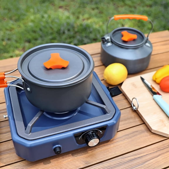 Upgraded Portable Propane Camp Stove with 8,000 BTU, Adjustable Burner, Piezo Ignition, and Cutting Board - 3.64 lb, 9.13 x 8.27 x 2.76 in