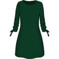 thumbnail image 2 of dresses for women Women Fashion O-neck Solid Bow Elegant Straigth Dress Spring Loose Mini Dresses, 2 of 5