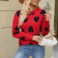 thumbnail image 5 of qolati ​Sweaters for Women Love Heart Graphic Crew Neck Ribbed Knit Blouses 2024 Fall Winter Loose Fit Casual Long Sleeve Pullover Sweaters Tops, 5 of 8