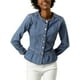 thumbnail image 5 of Chaquetas de mezclilla para mujer INSPIRE CHIC, con botones, dobladillo peplum, mangas largas, chaquetas de jean cortas, azul claro, XL, 5 of 7