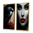 thumbnail image 3 of Designart "Vintage Glamour Blue Woman's Gaze" Fashion Woman Framed Wall Art Set Of 2 - Glam Red Gallery Wall Frame Set For Home Decor, 3 of 6