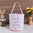 thumbnail image 4 of Edgergery Easter Bunny Basket Bags for Kids, Stripe Rabbit Pattern Egg Basket Hunt Bags Personalized Canvas Cotton Bucket with Fluffy Tail for Easter Eggs Candy Gift, 8.66" x 9", 4 of 7