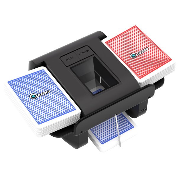 Buldoospok Barajador De Cartas Automático Plegable - Un Botón, Ideal Para Juegos De Mesa Y Póker (Blanco)