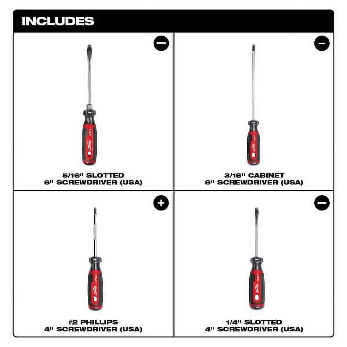 Milwaukee Tool 4PC Cushion Grip Screwdriver Set (USA)