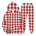 thumbnail image 3 of Hearthz Men's Sweatshirt Suit 2 Piece Outfit Plaid Fleece Hoodie Baggy Jogger Sweatpants Set Winter Sweatsuits Men, 3 of 6