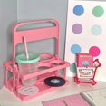 thumbnail image 1 of Portable Beer Bottle Rack Pure Color Foldable Beverage Storage Rack Picnic Beer Handle Basket Pink, 1 of 5