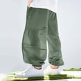 thumbnail image 4 of Lenpel Children's Summer Pants Girls Boys Lightweight Elastic Waist Mesh Wide Leg Pants Baggy Casual Joggers with Pockets 2-15 Y, 4 of 5