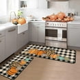 thumbnail image 3 of Buffalo Plaid Pumpkin Fall Kitchen Rugs Set of 2,Thanksgiving Autumn Pumpkin Front Door Mat Floor Rug for Fall Home Holiday Party Decor 17"x47"+17"x30", 3 of 6