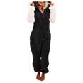 thumbnail image 1 of Gibobby pantalones siameses de pierna ancha Pijamas de manga larga de lana artificial para mujer Casual Color sólido Cremallera Suelta con capucha Mono Pijamas Casual Invierno(Negro， XXL), 1 of 5