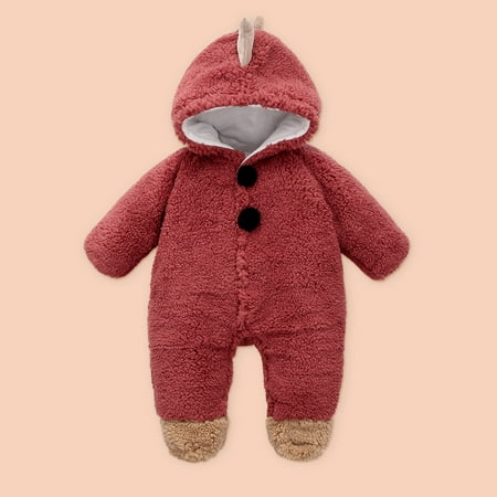 

Baby Clothes Clearance! purcolt Baby Boys Girls One-Piece Plush Hooded Jumpsuit Autumn Winter Warm Footie Romper Outfits Animal Ear Infant Snaps Fleece Bodysuit Playsuit Newborn Clothes