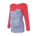 thumbnail image 3 of Youmylove Women Maternity Regular Printed Hem Stripe Tee Shirt Casual Long Sleeve O-Neck Basic Nursed T-Shirt Top Breastfeeding Ladies Stylish Pregnant Clothes, 3 of 6