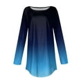 thumbnail image 4 of ATOYSOY Womens Blouses Dressy Trendy Long Sleeve Loose Blouse Round Neck Pullover Floral Tunics Tops Crew Neck Sweatshirts Blue L, 4 of 5