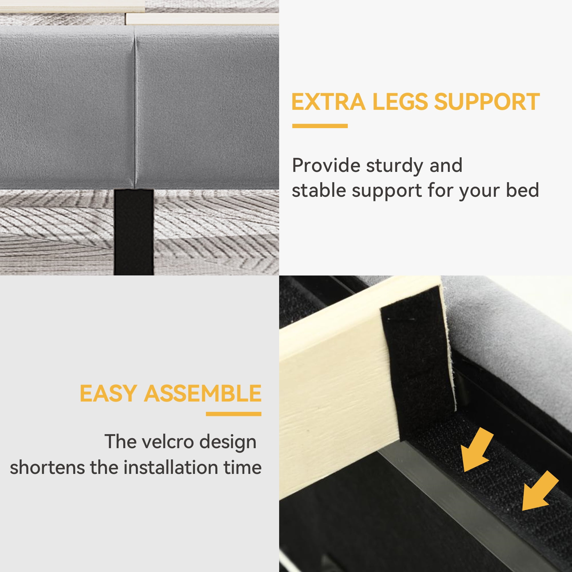 Dextrus King Size Storage Bed Frame with Button Tufted Headboard, No Box Spring Needed, Grey
