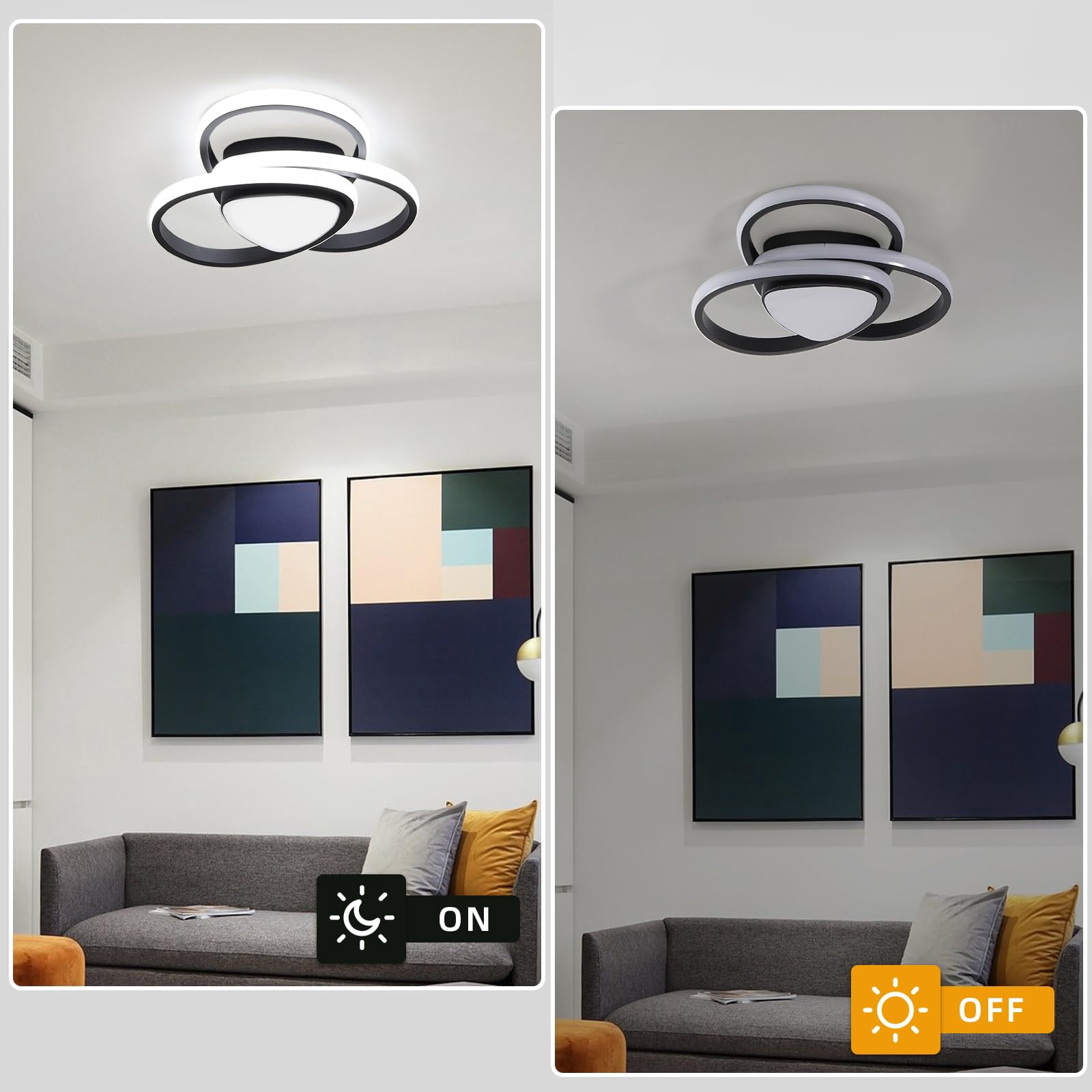 ADISUN LED Ceiling Lights 3 Round Modern Ceiling Lighting Fixture, Flush Mount Lamp for Aisle Bedroom Stairs Hallway Porch Kitchen Living Room - 36W Cool White Light 6000K