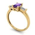 thumbnail image 2 of 0.8 ct Emerald Cut Natural Amethyst Three-Stone Engagement Ring for Women in 18K Yellow Gold, 2 of 5