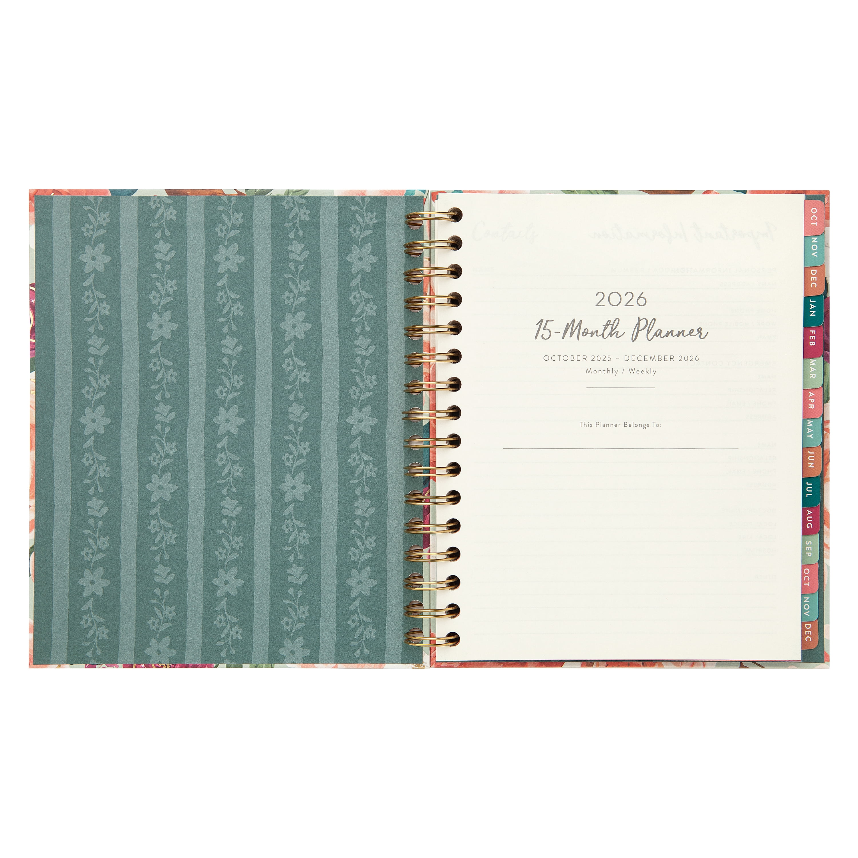 Mintgreen Monthly Weekly Medium (7.25"x 8.75") Sage Floral Scripture 15 Month Oct 2025-Dec 2026