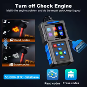 TopDiag T200 OBD2 Scanner Diagnostic Tool, OBD II Clear Reset Engine Error Code Professional Code Reader Diagnostic Scan Tools, Mode 6, Mode 8 & One-Click I/M, Plug & Play(Without Battery)Diagnostic