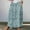 Blue, variant on WXLWZYWL Women's Linen Maxi Skirt with Pockets - Floral Print Casual Elastic Waistband Flared Long Skirt 2024 Fall Fashion