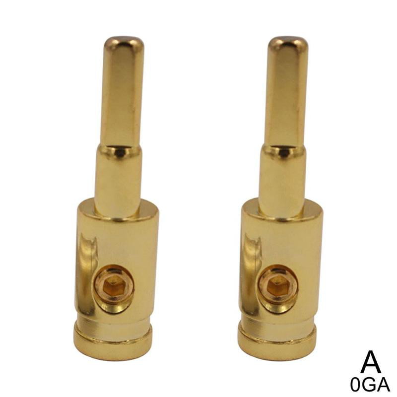 Made in Brass Gold Plated 2PCS Premium Car Audio 1/0 Gauge to 4 Gauge Amp Input Reducers 