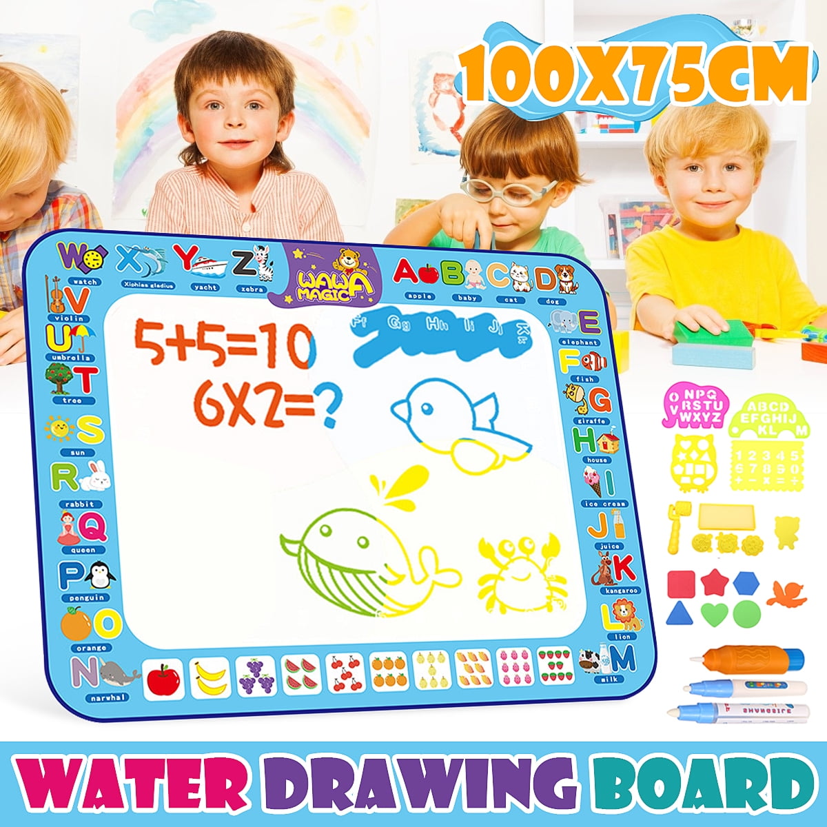 Aqua Doodle Mat X-Large Water Doodle Drawing Mat Kids Painting Writing Doodle Board Colors Aqua Magic Mat Educational Toys for Toddlers Boys Girls Kids 2 3 4 5 6-12 Year Old green X-large 48x36in