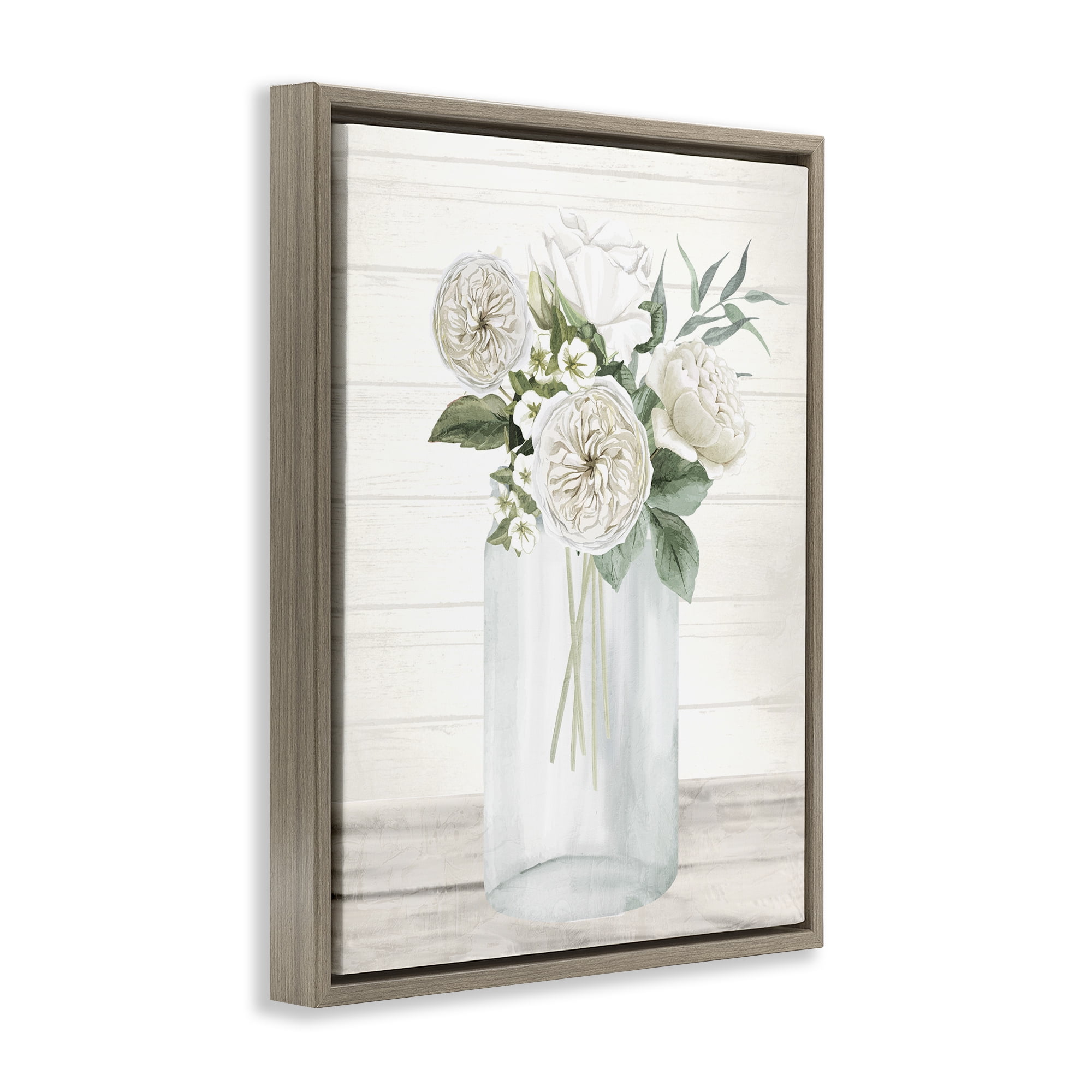 Stupell Industries Elegant Patience Bouquet Brown Framed Floater Canvas Wall Art, design by Kim Allen