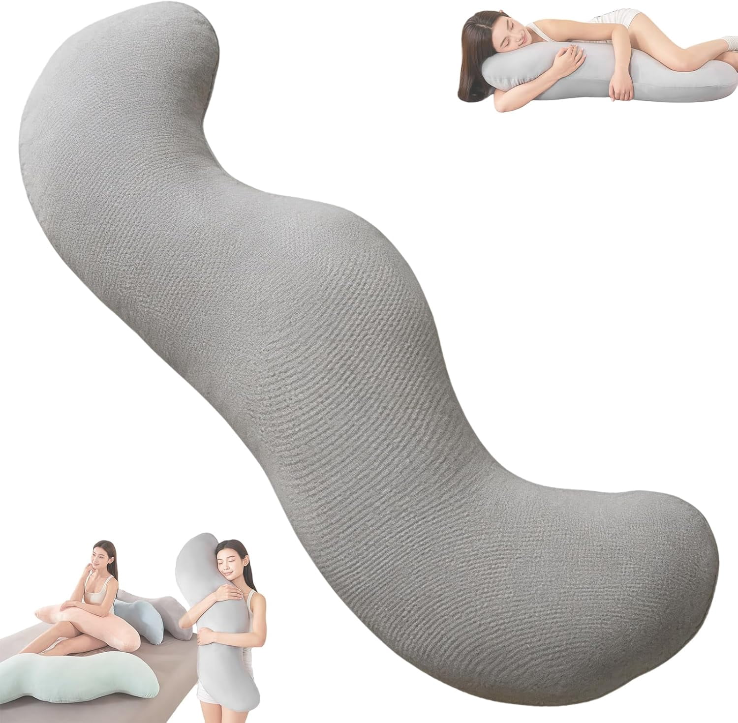 2026 Upgraded Pea Pod Body Pillow for Side Sleeper, Ergonomic Double Curve Design for Hip & Leg Support, Full Body Comfort Pillow for Back & Neck, Secure Fit Between Knees, Dual-Zone Design (Pink)