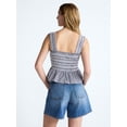 thumbnail image 3 of Free Assembly Women's and Women's Plus Smocked Cotton Tank Top with Peplum Hem, Sizes XS-4X, 3 of 5