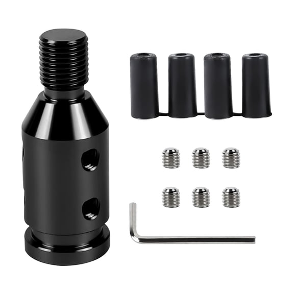 Chasenew M12x1.25 Shift Knob Adapter, Aluminum Gear Shift Adapter Kit with 4-Sizes Hoses, Universal Gear Shift Knob Cover for Non-Threaded Manual Shifters, Car Stick Shift Knob Adapter(Black)