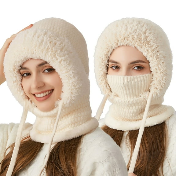 Averageon 3 in 1 Beanie Hat for Women, Outdoors Windproof Scarf Hat Balaclava Women's Knitted Hat in Autumn and Winter
