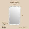 thumbnail image 3 of COZAYH Curved Wood Frame Accent Mirror, Modern Farmhouse Wall Decor, White, 3 of 10