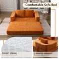 thumbnail image 2 of VLDTDRDI 1000LBS 70"W Convertible Sofa Bed,Pull Out Loveseat Sleeper Sofa,Queen Size Chenille Sleeper Loveseat with 2 Throw Pillows,Fold Out Floor Couch for Living Room,Orange, 2 of 7
