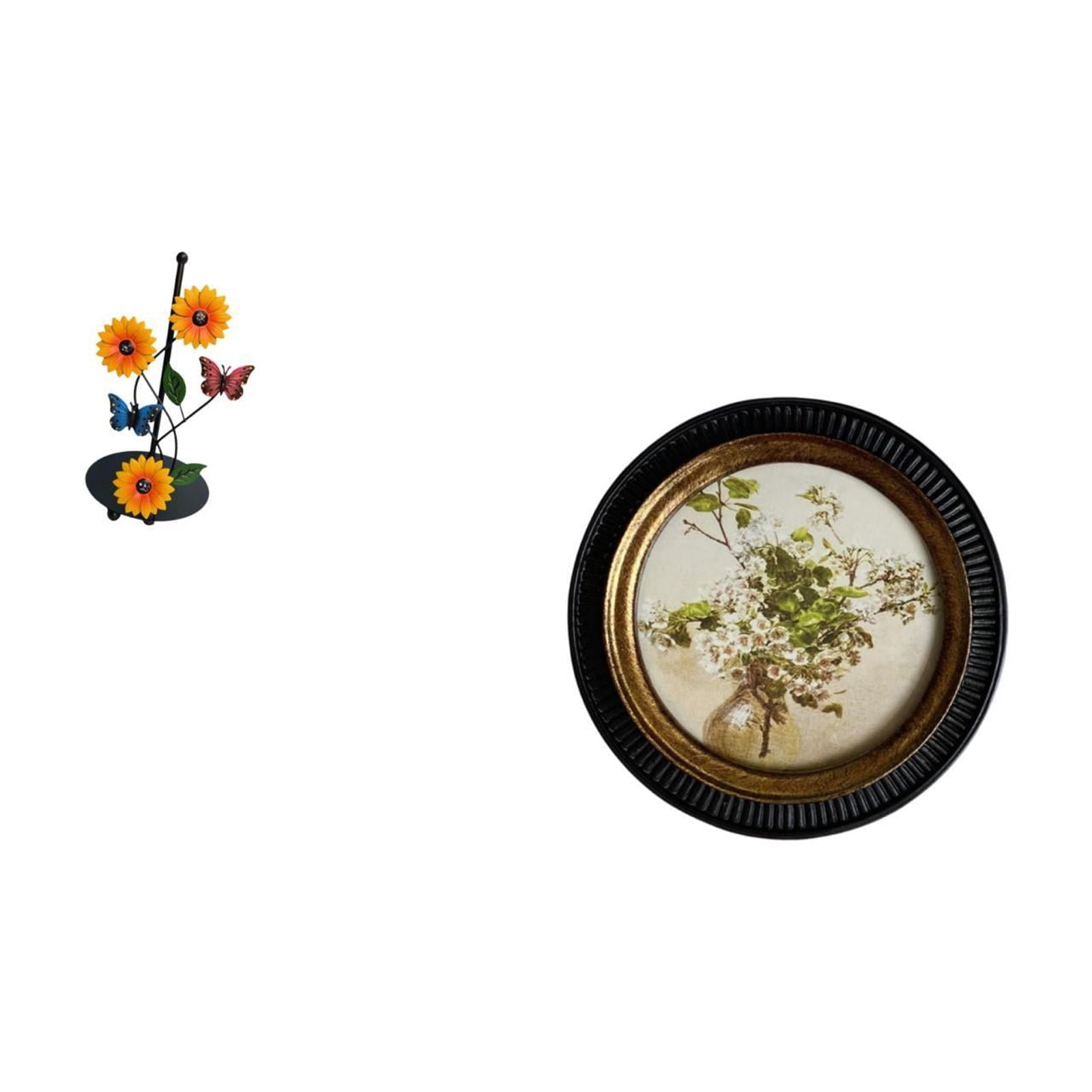 Fiocias Toilet Paper Holder Paper Towel Holder Countertop Round Picture Frame European Retro Resin Frame with Iron Base Suitable for Kitchen Bedroom Office Ho