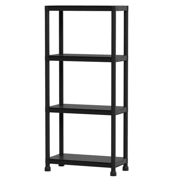 Biotree 4-Tier Plastic Storage Shelving Unit, 24 x 12.5 x 37 Inch Freestanding Heavy Duty Garage Shelf with 100 Lbs Capacity per Shelf, Black