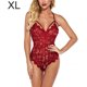 thumbnail image 1 of Body de encaje para mujer Ropa de dormir con correa sexy para mujer Lencería con cuello en V, XL, Rojo vino Scienceny XX000063-15, 1 of 7