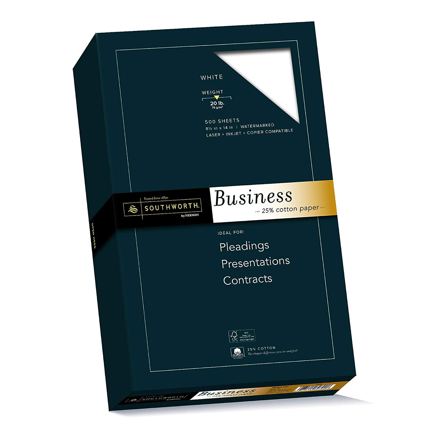 25 cotton business paper 8 5 x 14 inches 20 lb white 500 sheets 