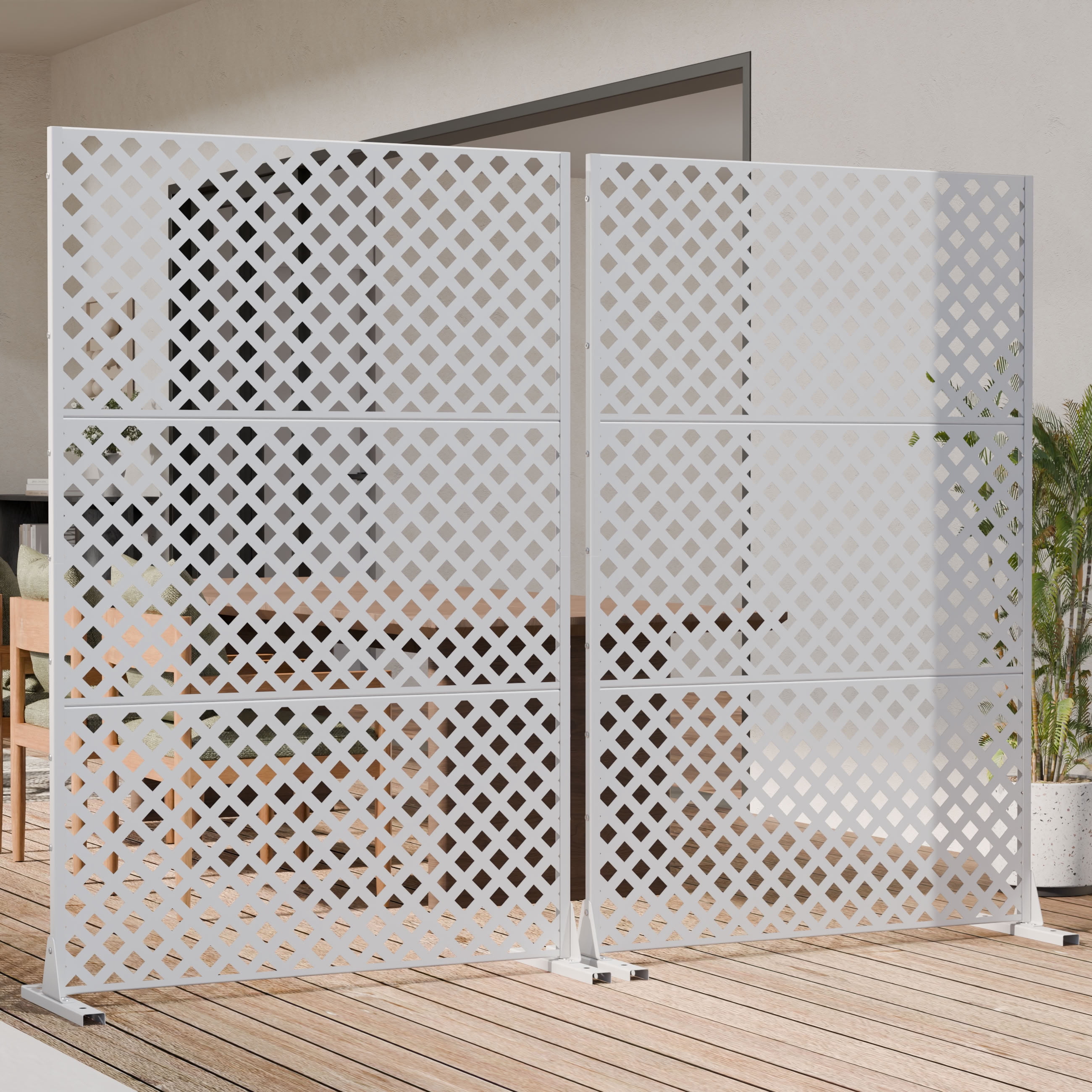 MAYEERTY 72*47in Outdoor Privacy Screen, Wind & Sun Block Metal Privacy Fence, Privacy Panel for Patio, Balcony, Garden