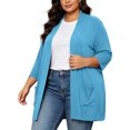 thumbnail image 3 of Vmvidoty Women's and Women's Plus Size Cardigan for Women 3/4 Sleeve Casual Open Front Light Cardigan Blue 5XL, 3 of 10
