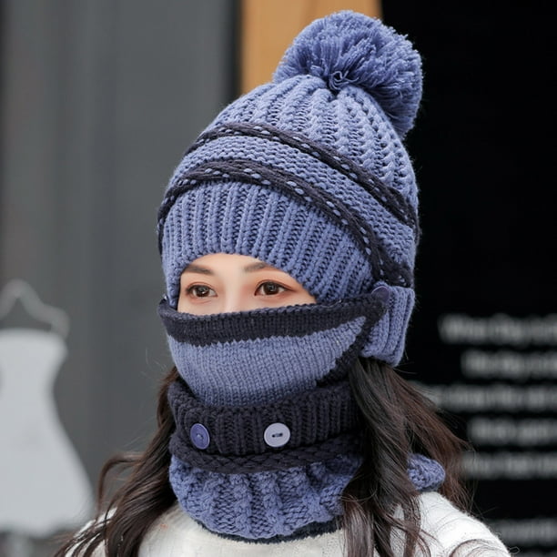 Femmes coupe-vent écharpe chapeau hiver chaud écharpe chapeau, ense