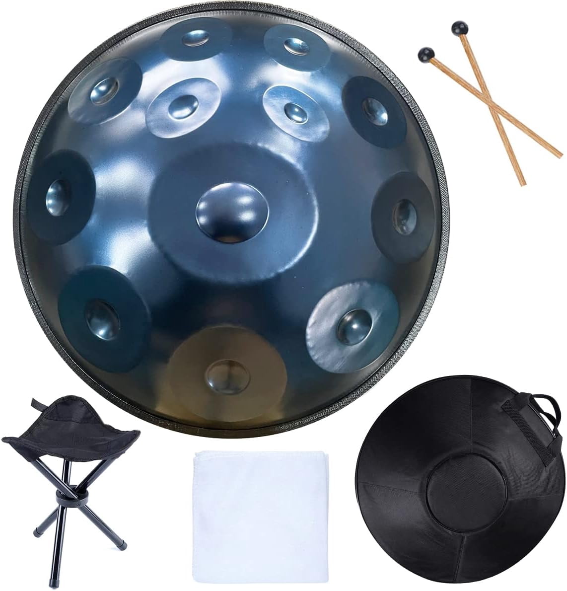 22 Inch 12 Notes Blue Handpan - Premium Steel Tongue Drum with Rich Resonance | For Beginners & Pros - Great for Yoga, Meditation, Sound Therapy & Gifts