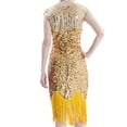thumbnail image 3 of JBXKXYW Dresses for Women 2024 Women Tassel Prom Dresses Beaded Sequin Art Nouveau Deco Flapper Dress Womens Dresses (Yellow,S), 3 of 4
