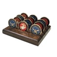 thumbnail image 3 of DECOMIL 4 Rows Coin Holder, US Army-Navy-Air Force-Marine Military Collectible Challenge Coin Display Case Wood Stand, Holds 12-16 Coins (Marine Corps), 3 of 7