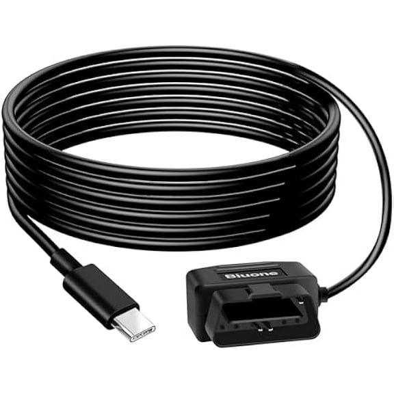 OBD Power Cable for Dash Camera Charger OBD2 to USB Cable, 24 Hours Surveillance/Acc Mode with Switch Button OBD2 Power Adapter to USB C OBDII Adapter Hardwire Charger 12-36V to 5V 【Type C USB Port】